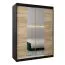 150 cm de large Armoire à portes coulissantes avec 5 casiers et 2 portes | Couleur: Noir | Laminée Abbildung