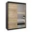 150 cm de large Armoire à portes coulissantes avec 2 portes | 5 casiers | 2 tringles à vêtements | Couleur: Noir Abbildung