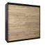 200 cm de large Armoire à portes coulissantes avec 2 portes | 10 casiers | 2 tringles à vêtements | Couleur: Noir Abbildung