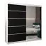 200 cm de large Armoire à portes coulissantes avec 2 portes | 10 casiers | 2 tringles à vêtements | Couleur: Blanc / Noir Abbildung