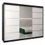 250 cm de large Armoire à portes coulissantes avec 3 portes | 10 casiers | 2 tringles à vêtements | Couleur: Blanc / Noir Abbildung