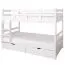 90 x 200 cm Lit superposé avec espace de rangement / 2 tiroirs pour adolescents Bois massif: Hêtre | Laqué Blanc | convertible en 2 lits simples | Qualité premium | Incl. Sommier à lattes déroulable Abbildung