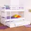 Lit superposé + Lit gigogne pour enfants 90 x 200 cm | Bois massif: Hêtre | Laqué Blanc | incl. espace de rangement/Lit gigogne | convertible en 2 lits simples | Incl. Sommier à lattes déroulable Abbildung