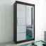 100 cm de large Armoire à portes coulissantes avec 2 portes | 5 casiers | 2 tringles à vêtements | Couleur : Blanc / Noir Abbildung