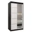 100 cm de large Armoire à portes coulissantes avec 2 portes | 5 casiers | 2 tringles à vêtements | Couleur : Blanc / Noir Abbildung