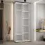 Armoire à portes coulissantes Mina blanc et chêne | Grand espace de rangement | Poignées métal noir | 235,2 x 110 x 60 cm