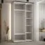 Armoire à portes coulissantes Mina avec miroir | Blanc & chêne | Pour salon | Poignées métal noir | 235,2 x 130 x 60 cm