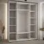 Armoire Mina avec miroirs blanc/chêne | Grand espace de rangement | Poignées métal noir | 235,2 x 200 x 60 cm | Idéale salon ou chambre