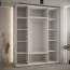 Armoire Mina blanc et chêne | Portes coulissantes | Grand volume de rangement | Poignées métal noir | 235,2 x 200 x 60 cm