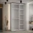 Armoire Mina blanche à portes coulissantes, lattes effet noir, poignée acier noir, grand volume, gain de place, style moderne 235,2x130x60 cm