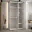 Armoire à portes coulissantes Mina avec miroir | Blanc & chêne | Pour salon | Poignées métal noir | 235,2 x 130 x 60 cm