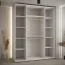 Armoire Mina blanc et chêne | Portes coulissantes | Grand volume de rangement | Poignées métal noir | 235,2 x 200 x 60 cm