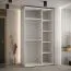Armoire Mina blanche à portes coulissantes, lattes effet noir, poignée acier noir, grand volume, gain de place, style moderne 235,2x130x60 cm