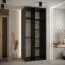 Armoire Mina en noir/chêne, 235,2 x 100 x 60 cm, grand espace de rangement, poignées métalliques noires, système coulissant, style moderne, brosses anti-poussière