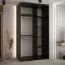 Armoire à portes coulissantes Mina noir et chêne | Grand miroir | Rangement spacieux | Poignées métal noir | 140 cm