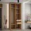 Armoire Mina avec portes coulissantes | Blanc/Noir | Lamelles aspect chêne | 235,2 x 110 x 60 cm | Moderne et robuste
