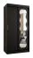Armoire à portes coulissantes / Penderie Bernina 03, Couleur : Noir, largeur 1 mètre, une porte avec miroir, cinq casiers, deux tringles à vêtements, rails en aluminium
