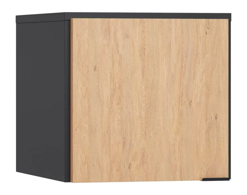 Élément pour armoire à une porte Leoncho 38, couleur : noir / chêne - Dimensions : 45 x 47 x 57 cm (H x L x P)