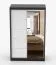 Armoire penderie 2 m avec portes coulissantes | 200 x 120 x 61 cm | Blanc / Noir | Rudawy 03 | Miroir | 6 étagères