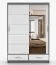 Armoire à portes coulissantes / Penderie avec miroir / Blanc / Gris / Lusatian 06 / 218 x 150 x 61 cm / 2 portes / 2 tiroirs / 6 compartiments / Beaucoup d'espace de rangement