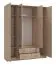 Armoire avec deux tiroirs Kovin 01, une tringle à vêtements, deux portes, Couleur : Chêne de Sonoma, deux portes miroir, Dimensions : 205 x 160 x 52 cm, 11 compartiments