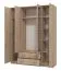 Armoire avec deux tiroirs Kovin 01, une tringle à vêtements, deux portes, Couleur : Chêne de Sonoma, deux portes miroir, Dimensions : 205 x 160 x 52 cm, 11 compartiments