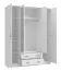 Armoire neutre avec deux tiroirs Kovin 03, Couleur : Blanc, deux portes miroir, une tringle à vêtements, dimensions : 205 x 160 x 52 cm, pour chambre à coucher