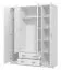 Armoire neutre avec deux tiroirs Kovin 03, Couleur : Blanc, deux portes miroir, une tringle à vêtements, dimensions : 205 x 160 x 52 cm, pour chambre à coucher