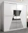 Armoire à portes coulissantes / Penderie Naranco 05 avec miroir, Couleur : Blanc mat - Dimensions : 200 x 200 x 62 cm ( H x L x P )