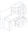 Bureau avec armoire annexe Sirte 11, Couleur : Chêne / Blanc / Noir brillant - Dimensions : 153 x 150 x 50 cm (h x l x p)