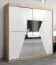 Armoire penderie à portes coulissantes Naranco 05 avec miroir | Chêne Sonoma / blanc mat | 200 x 200 x 62 cm