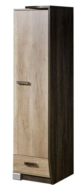 Étroite Armoire | 1 porte battante | 1 tiroir | 50 cm de large | Couleur: Brun Abbildung