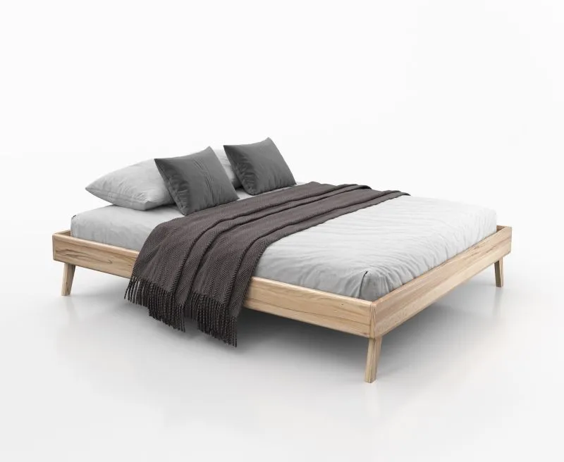 Lit double Engordany 11 | Hêtre massif laqué | 180 x 200 cm | Design épuré | Finition haut de gamme