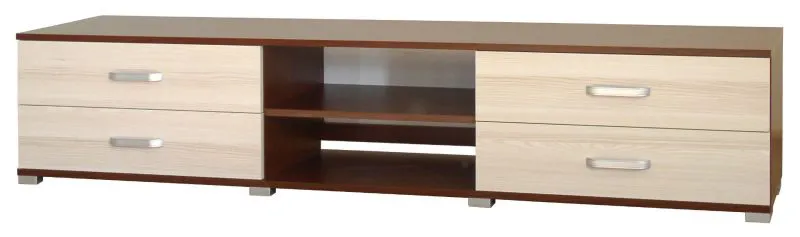 Meuble TV bas Cikupa 04 | Noyer & Orme | 43 x 210 x 43 cm | Design moderne et élégant