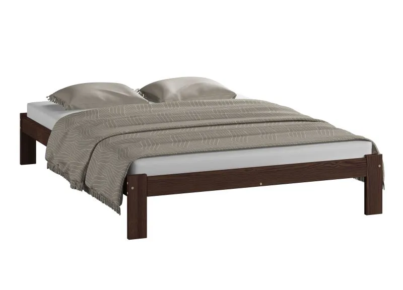 Lit junior design épuré Erts 12 | Pin massif | Finition noyer | Couchage 120 x 200 cm