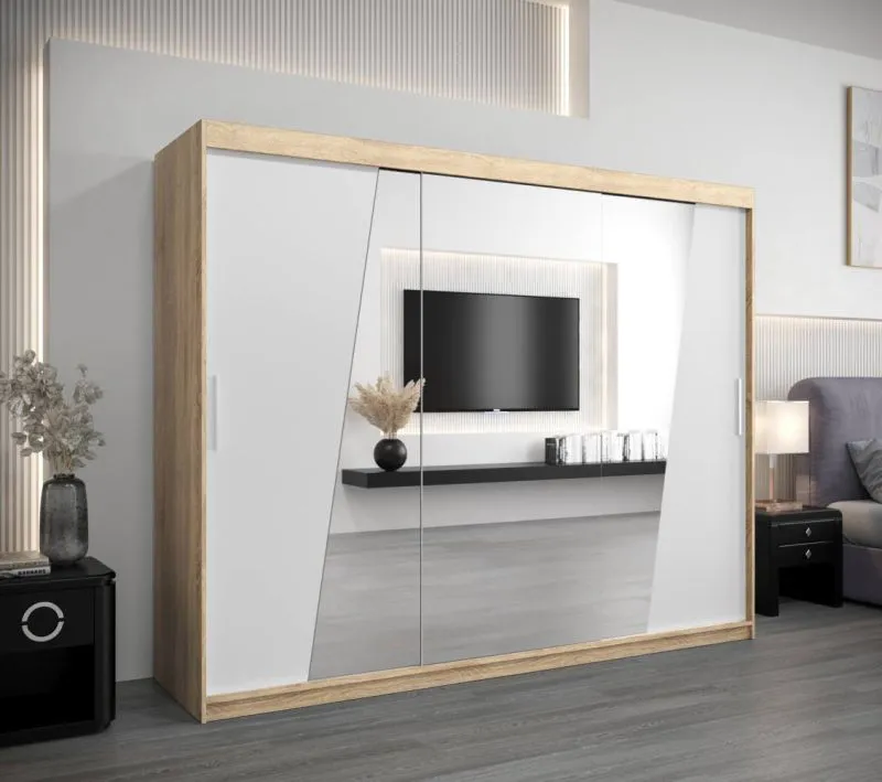 250 cm de large Armoire avec 10 casiers et 3 portes | Couleur: Chêne Sonoma / Blanc Abbildung
