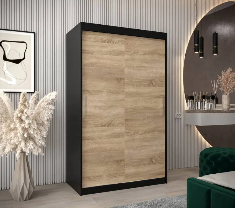 120 cm de large Armoire avec 5 casiers et 2 portes | Couleur: Noir Abbildung