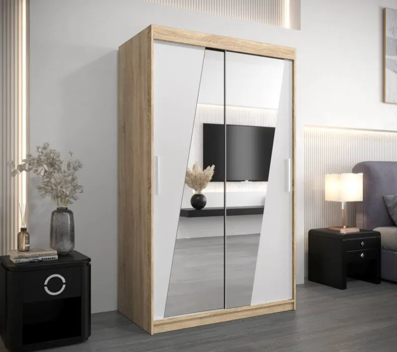 120 cm de large Armoire avec 2 portes | 5 casiers | Couleur: Chêne Sonoma / Blanc Abbildung