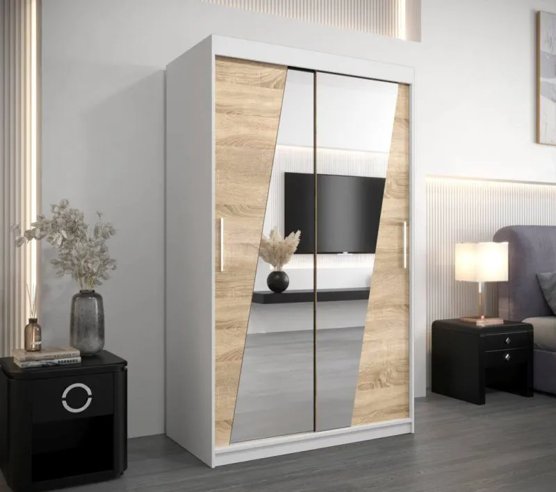 120 cm de large Armoire avec 2 portes | 5 casiers | Couleur: Chêne Sonoma / Blanc Abbildung