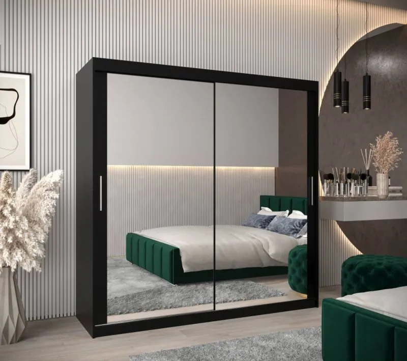 2 mètres de large Armoire avec 2 portes | Couleur: Noir Abbildung