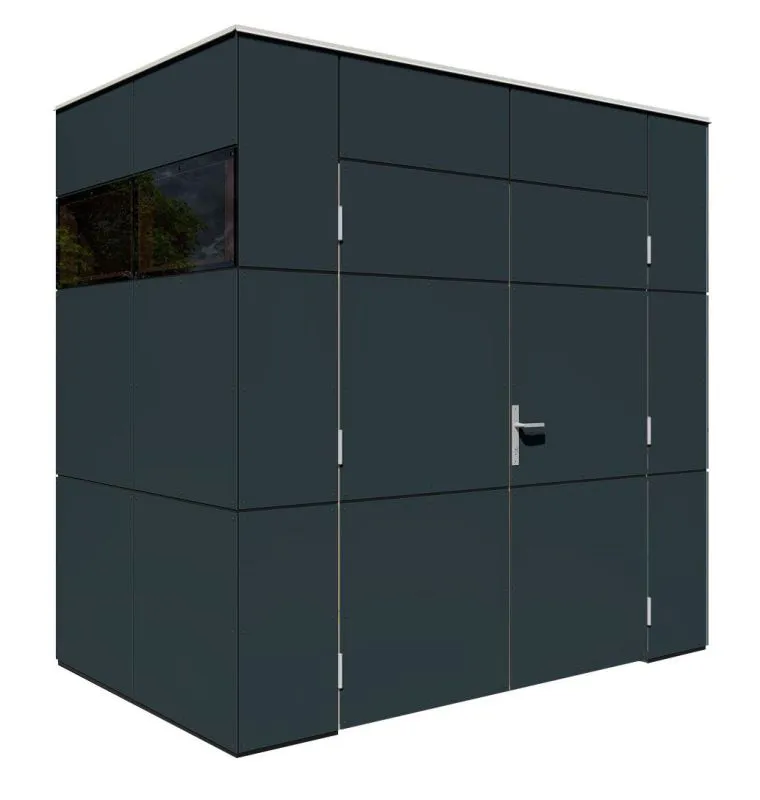 Petit abri de jardin à toit plat, 2,31 x 1,52 mètres, Cabane de jardin Anthracite, surface au sol : 3,51 m², abri de jardin à éléments