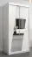 Armoire à portes coulissantes / Penderie Guajara 01 avec miroir, Couleur : Blanc mat - Dimensions : 200 x 100 x 62 cm (H x L x P)