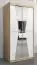 Armoire à portes coulissantes / Penderie Naranco 01 avec miroir, Couleur : Chêne de Sonoma / Blanc mat - Dimensions : 200 x 100 x 62 cm ( H x L x P)