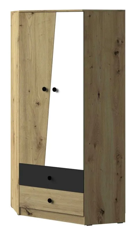 87 cm de large Armoire avec 2 portes, 4 casiers et 2 tiroirs | Couleur: Chêne | Profondeur: 87 cm Abbildung