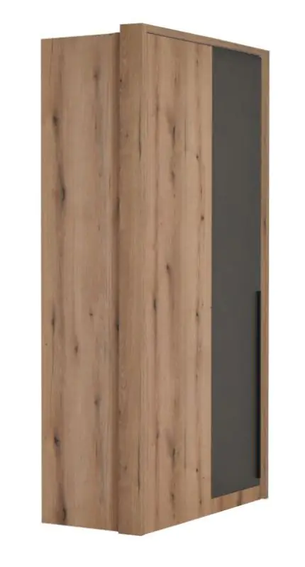Armoire à portes battantes / Armoire d'angle Cerdanyola 04, Couleur : Chêne / Gris - Dimensions : 216 x 106 x 56 cm (H x L x P)