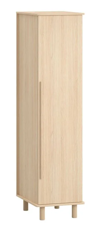 Armoire étroite avec une porte Aegir 05, deux compartiments, éclairage LED intégré, une tringle à vêtements, dimensions : 199 x 50,5 x 60 cm, système Soft-Close