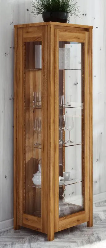 Vitrine Tasman 24 chêne sauvage massif huilé - Dimensions : 180 x 55 x 45 cm (H x L x P)