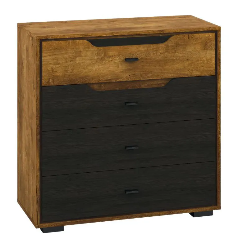 Commode Felida 07 | 4 tiroirs | Lefkas chêne / Chêne foncé | 92 x 92 x 41 cm