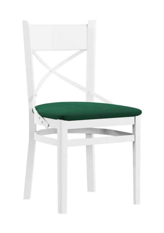 Chaise Balmhorn 10, bois de hêtre massif, Couleur : Pin blanc / Rembourrage vert - Dimensions : 87 x 43 x 50 cm (H x L x P)