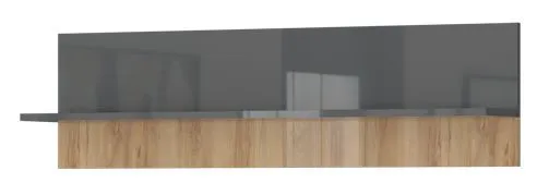 Étagère murale Vaitele 23 | Anthracite brillant & noyer | 35 x 90 x 21 cm